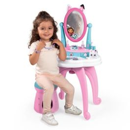 Smoby - Gabby y la Casa Mágica - Tocador infantil 2 en 1 - Taburete incluido - 12 accesorios - Espejo regulable