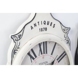 DKD Home Decor Reloj de Pared Chic Blanco y Negro, Hierro y Cristal, 61x89x6 cm (2 Unidades)