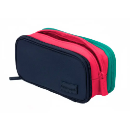 Liderpapel Estuche Portatodo Funky 3 Cremalleras Aperturas Laterales Azul Rojo Verde 220x100x65 mm