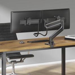Neomounts DS75-450BL2 Soporte de Escritorio para 2 Monitores 17-32" con Resorte de Gas, Ajustable en Altura y Giro, Negro