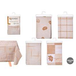 Mantel rectangular Kinvara, estampado colores tierra, 140x240 cm (24 Unidades)