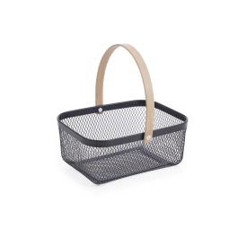 Confortime Cesta de Metal Rectangular con Asa de Bambú para Organización 23,5 x 19 x 10,4 cm (12 Unidades)