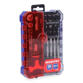 Workpro Juego de Puntas y Vasos con Mini Mango Carraca T, 28 Piezas