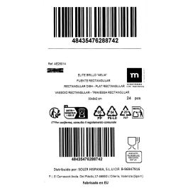 La Mediterranea Fuente Rectangular Aelia Elite Brillo 30 x 8 cm (24 Unidades)