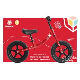 Deqube D00304 Bicicleta de Equilibrio Sin Pedales Roja Ultraligera para Niños +2 Años con Ruedas Antipinchazos