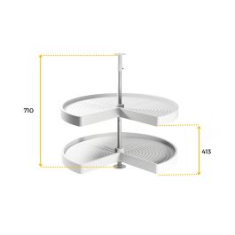 Emuca Juego de bandejas giratorias Shelvo 3/4, para módulo 900mm, Plástico y Aluminio, Blanco