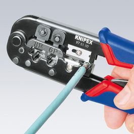 Knipex 975110sb Crimpadora para entallar terminales, proceso de crimpado preciso, para conectores Western RJ 11/12 y RJ 45, 190x70x18 mm Knipex 975110sb Crimpadora para entallar terminales, proceso de crimpado preciso, para conectores Western RJ 11/12 y RJ 45, 190x70x18 mm