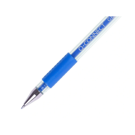Q-connect Bolígrafo Tinta Gel Azul 0.7 mm con Sujeción de Caucho y Punta Fina
