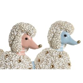 DKD Home Decor Figura Perro Caniche Scandi Azul Rosa Resina 8 x 27.5 x 25 cm (2 Unidades)