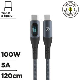muvit for change cable Tipo C a Tipo C 100W con pantalla LCD gris