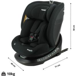 Nania NAN3760425910250 Silla de coche Isofix I-Size Giratoria Reclinable Grupo 0/1/2/3 con Reductora Negra