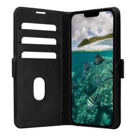 dbramante1928 Copenhagen - Funda Cartera Flip Cover de Cuero Negro para Apple iPhone 14 Plus (6.7") con Cierre Magnético, 3 Bolsillos, Soporte y Carga Inalámbrica