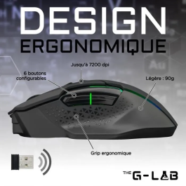 The G-Lab Ratón de Juego Inalámbrico RGB, 7200 DPI, Negro - THE3760162066852