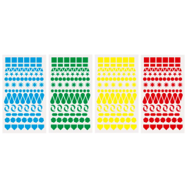 Liderpapel Gomets Figuras Geométricas Surtidas, 20 Hojas con Círculos, Triángulos, Estrellas y Cuadrados en Colores Varios