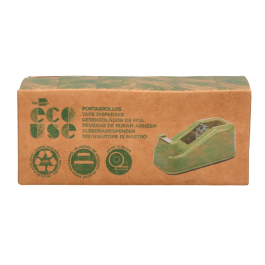 Liderpapel Portarrollo sobremesa ecouse 100% plástico reciclado para cinta de 33 mt color verde