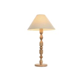 DKD Home Decor Lámpara de Sobremesa Urban Geométrica E27 50W Hevea Lino Marrón Crudo 40x72x40 cm (Pack 2 Unidades)