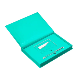 Belius Cocktails Mojito Bolígrafo y Cartera de Aluminio Verde Plateado con Relieve, Tinta Azul, Caja Diseño