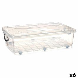 Caja de Almacenamiento con Ruedas Transparente Plástico 40 L 46,5 x 20 x 72,2 cm (6 Unidades)