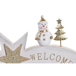 DKD Home Decor Adornos Decoración Navidad Moderna de Madera Blanco Dorado para Hogar - Juego de 4 Unidades (3x12.5x19.5 cm)