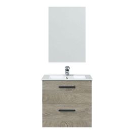 Forés/Arkit Mueble de baño suspendido roble alaska 2 cajones soft close con espejo 60x45x57 cm Forés/Arkit Mueble de baño suspendido roble alaska 2 cajones soft close con espejo 60x45x57 cm