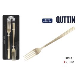 Inde Set de 2 Tenedores de Mesa Louvre, acabado champán mate, 21 cm (12 Cajas)