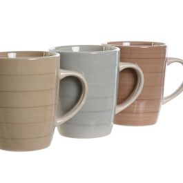 Mug Basicos DKD Home Decor Marron Gris 8.5 x 11 x 12.5 cm (12 Unidades)