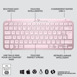 Teclado inalámbrico Logitech - MX Keys Mini - PINK - Compacto, Bluetooth, retroiluminado para MAC, iOS, Windows, Linux, Android Teclado inalámbrico Logitech - MX Keys Mini - PINK - Compacto, Bluetooth, retroiluminado para MAC, iOS, Windows, Linux, Android