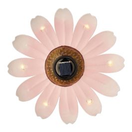 Lumineo Figura luz solar metálica con forma de flor Ø14x4cm, 6 LEDs, colores surtidos