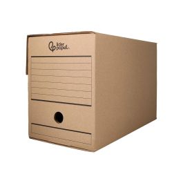 Caja Archivo Definitivo Liderpapel Folio Doble Ancho Carton Reciclado 400 gr-M2 Lomo 200 mm Kraft 367x200x251 mm