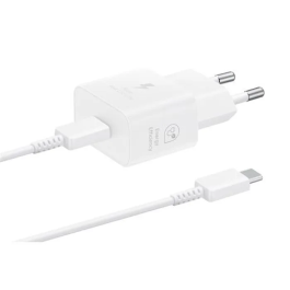 Samsung Cargador de Pared Power 25W USB-C Blanco + Cable USB-C a USB-C Blanco EP-T2510XWEGEU
