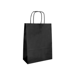 Q-connect Bolsa papel celulosa negro M con asa retorcida 270x370x120 mm