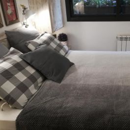 Home Deco Factory Manta Gris Tie Dye XXL Punto Nido Abeja Suave 150x200 cm