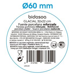 Fuente Oval Porcelana Glacial Bidasoa 32 X 22 cm (3 Unidades)