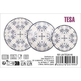 La Mediterranea Vajilla 12 Piezas Tesa Monaco Ivory Brillo - Platos Llano 26 cm, Hondo 21 cm, Postre 20 cm (2 Unidades)