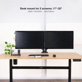 TooQ DB5132TNR-B Soporte de Mesa para 2 Monitores 17-32" hasta 9kg, Giratorio, Inclinable, VESA 75x75 100x100, Negro