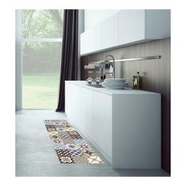 Croma Collection Alfombra vinílica hidráulico 60x200 cm, antideslizante, lavable, azul estampado
