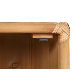 DKD Home Decor Mesita Auxiliar de Abeto y Ratán Tropical con 1 Puerta y 1 Estante Marrón Claro 46x35x60 cm