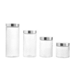 Anna Tarro de Vidrio con Tapa de Acero y Relieve, Capacidad 1700 ml (1.7 L), Medidas ø11 x 22 cm (12 Unidades) Anna Tarro de Vidrio con Tapa de Acero y Relieve, Capacidad 1700 ml (1.7 L), Medidas ø11 x 22 cm (12 Unidades)