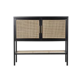 DKD Home Decor Aparador Balines Negro Natural 110 x 30 x 100 cm (Paulownia, MDF, Ratán)