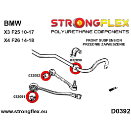 StrongFlex STF036101B Kit Casquillos Suspensión Delantera con Alta Flexibilidad, Resistencia a Carga Dinámica, Abrasion y Aceites