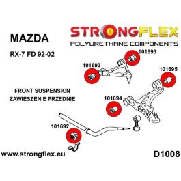StrongFlex Kit Casquillos Suspensión Delantera STF106182B Alta Flexibilidad Resistencia Carga Dinámica Desgarro Aceites Clima