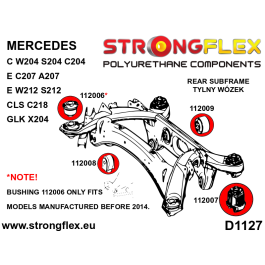 StrongFlex 112007B Trasero Crossmember Silentblock, alta flexibilidad, resistencia a carga dinámica y abrasión, amplio rango de temperatura.