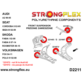 StrongFlex STF221561B Casquillo Barra Estabilizadora Delantera, Alta Flexibilidad, Resistencia Carga Dinámica y Abrasion