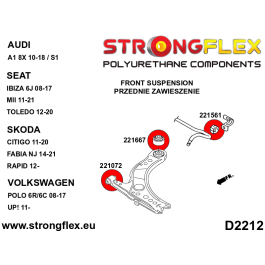StrongFlex STF221561B Casquillo Barra Estabilizadora Delantera, Alta Flexibilidad, Resistencia Carga Dinámica y Abrasion