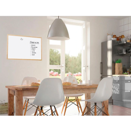 Q-connect Pizarra Blanca Melamina Marco Madera 60x40 cm