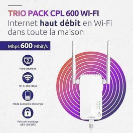 Kit CPL - FUERTE - Paquete triple Powerline Wi-Fi 600 - Punto de acceso de 300 MB