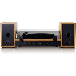 Lenco LS-300 Tocadiscos de Tracción por Correa, Madera/Negro, 33/45 RPM, Bluetooth, con Altavoces y Autostop