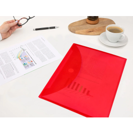 Liderpapel Carpeta Dossier A4 Cierre Velcro Roja Polipropileno 180 Micras