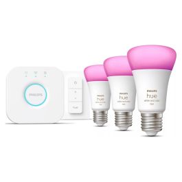 Philips Hue E27 3er Starter Set White & Color Ambiance Bombillas Inteligentes con Regulador de Intensidad, Bluetooth, 3uds