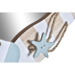 DKD Home Decor Espejo de Pared Mediterraneo en Madera Colores Azul Blanco Natural 34x35x3 cm con Detalle Chancletas